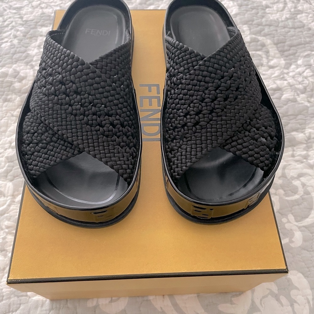 Fendi Woven Crisscross Sandal